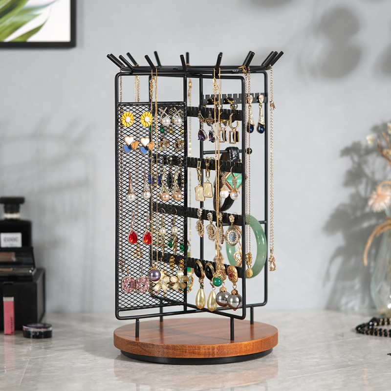Διασυνοριακή Πρωτότυπη Περιστρεφόμενη Ενσωματωμένη Ράφι Κοσμημάτων 2 Τεμαχίων Σκουλαρίκια Κολιέ Δαχτυλίδι Βραχιόλι Κοσμήματα Ράφι Αποθήκευσης Κοσμημάτων