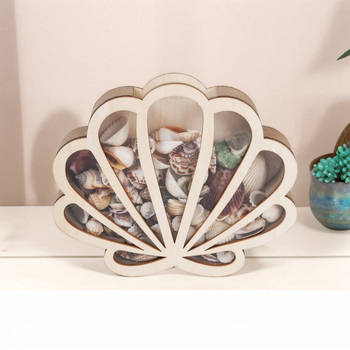 Νέο ξύλινο κουτί σε σχήμα κοχυλιού, κουτί αποθήκευσης αστεριών παραλίας, διαφανές ακρυλικό κουτί κοχυλιού, ξύλινα στολίδια γραφείου