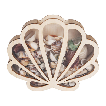 Νέο ξύλινο κουτί σε σχήμα κοχυλιού, κουτί αποθήκευσης αστεριών παραλίας, διαφανές ακρυλικό κουτί κοχυλιού, ξύλινα στολίδια γραφείου