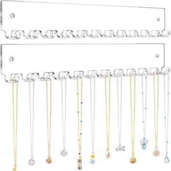Акрилна стойка за бижута, кука за колие, стенен органайзер за колие и обеци, стенен дисплей, стойка за съхранение