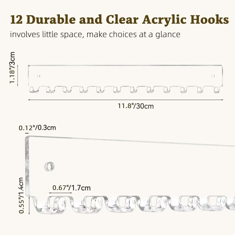 Акрилна стойка за бижута, кука за колие, стенен органайзер за колие и обеци, стенен дисплей, стойка за съхранение