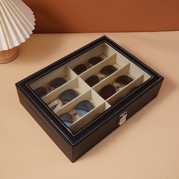 Pārrobežu karsti pārdota ceļojumu uzglabāšanas kaste ar 8 nodalījumiem, saulesbrilles, brilles, antīka ādas kaste, vairumtirdzniecības roku darbs, pulksteņu kaste