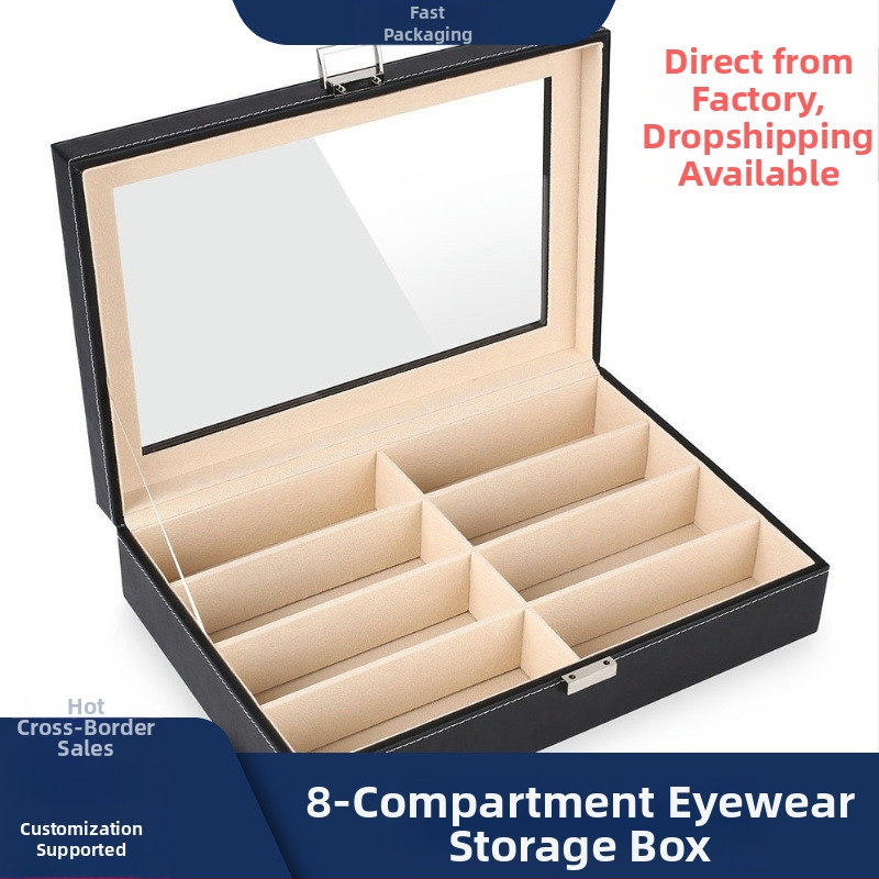 Pārrobežu karsti pārdota ceļojumu uzglabāšanas kaste ar 8 nodalījumiem, saulesbrilles, brilles, antīka ādas kaste, vairumtirdzniecības roku darbs, pulksteņu kaste