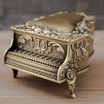 Cutie de bijuterii pentru pian, stil european, creativă, din bronz roz, de lux, cutie de bijuterii din metal pentru birou, depozitare de bijuterii, nou