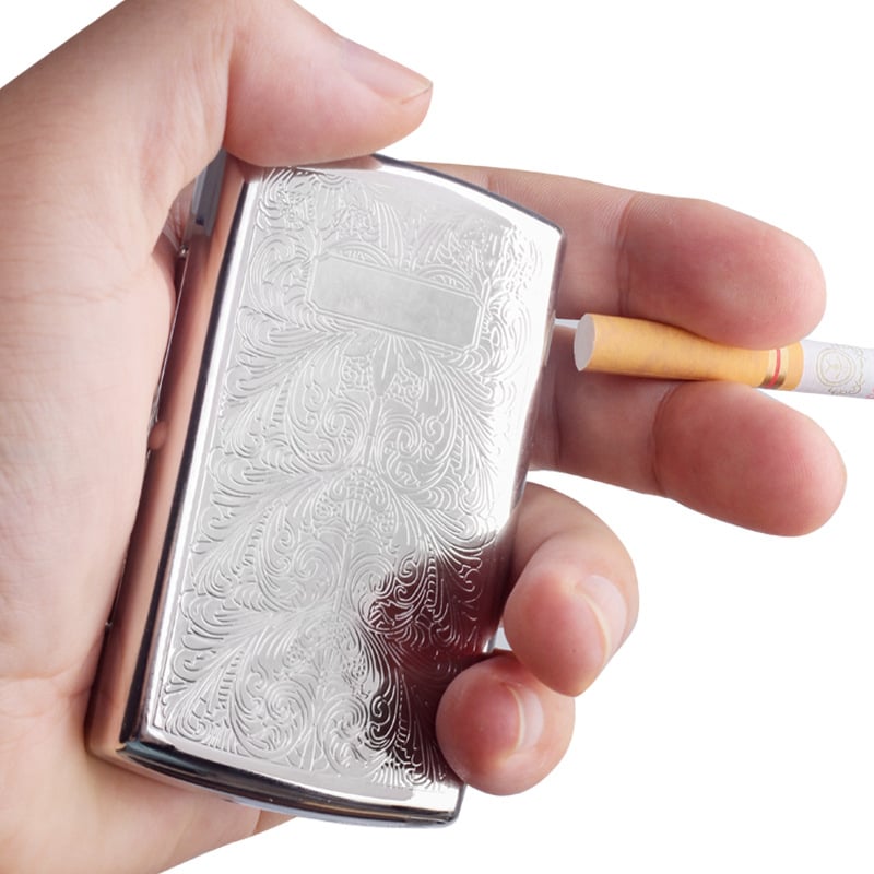 Divkārša ieroča cigarešu maciņš 12 iepakojumu hromēts pārnēsājams cigarešu maciņš radoši bagātīgi ziedi vīriešu dāvana vara cigarešu kaste