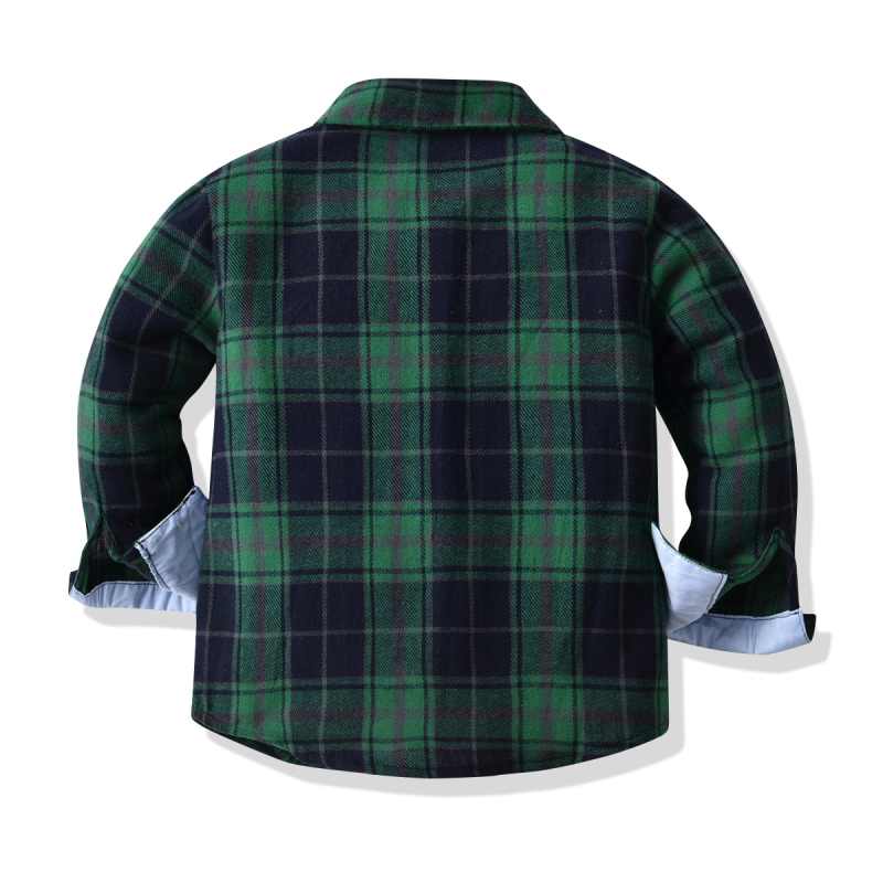 Set de cămașă cu mânecă lungă pentru băieți, croșetat, în carouri, european și american, set casual