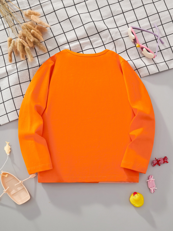 Tricou cu mânecă lungă imprimat cu desene animate pentru fete littlebitty, toamnă, stil european și american, tricou de bază pentru copii