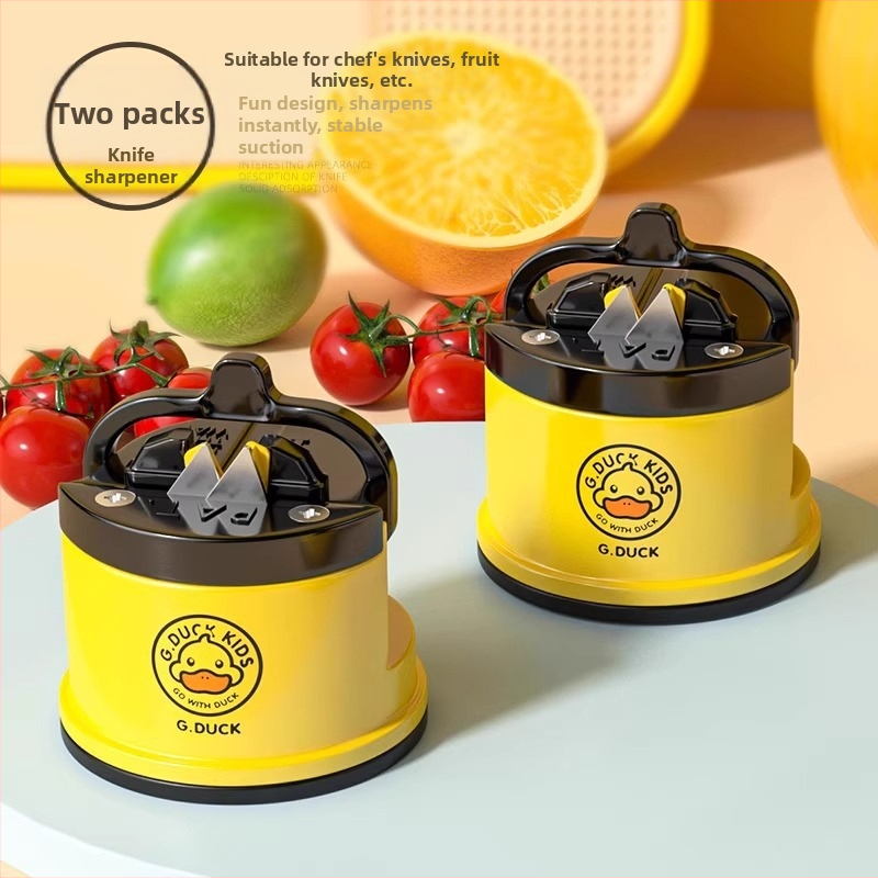 Väike kollane pardi nuga teritusvahend terituskivi majapidamise kiire nuga teritaja täisautomaatne iminapaga kööginuga kääride tööriist