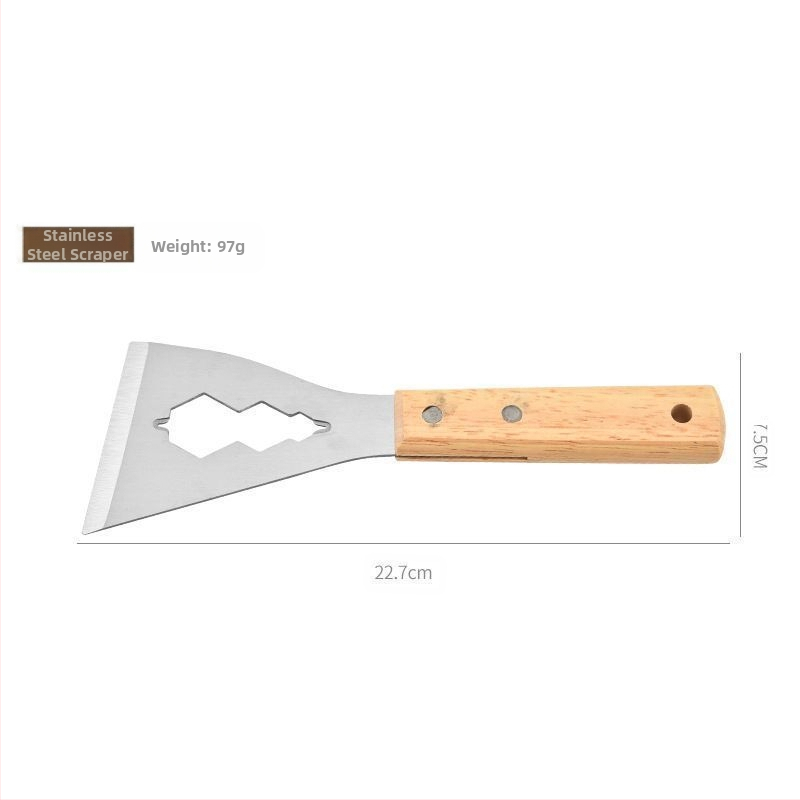 Лопата от неръждаема стомана, острие за почистване на циментова лопата, скрепер за стена, инструмент за декорация на кожата, тежка дървена дръжка, малка лопата