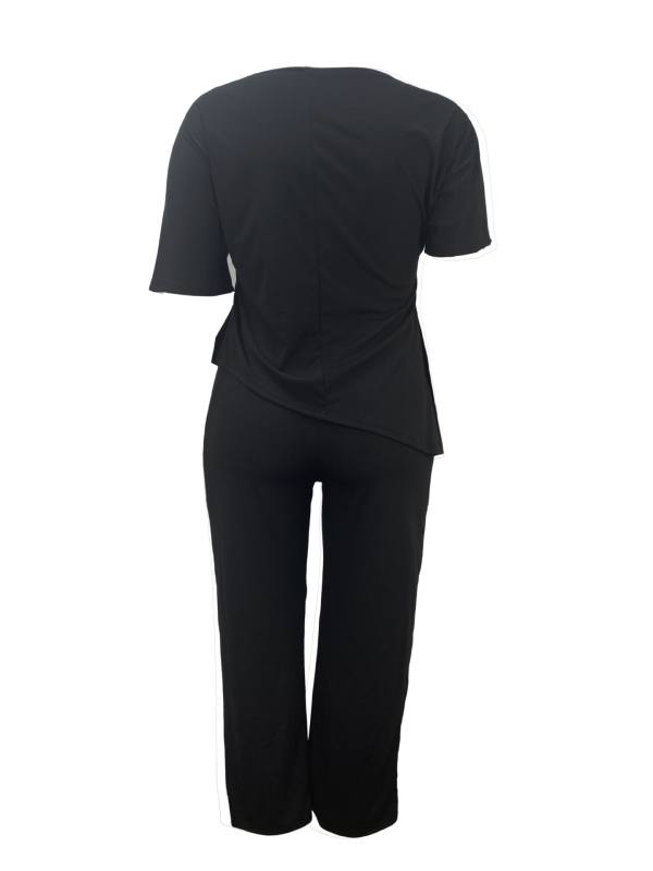 TB6224 Euroopa ja Ameerika moe plahvatuslik TEMU kuum vabaaja mugav lai kaheosaline must ülikond pluss-suuruses