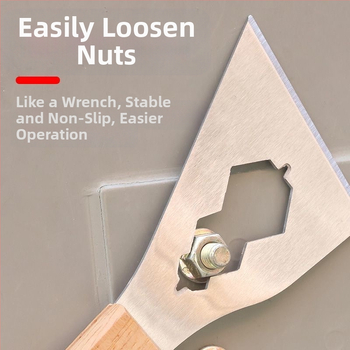 Лопата от неръждаема стомана, острие за почистване на циментова лопата, скрепер за стена, инструмент за декорация на кожата, тежка дървена дръжка, малка лопата