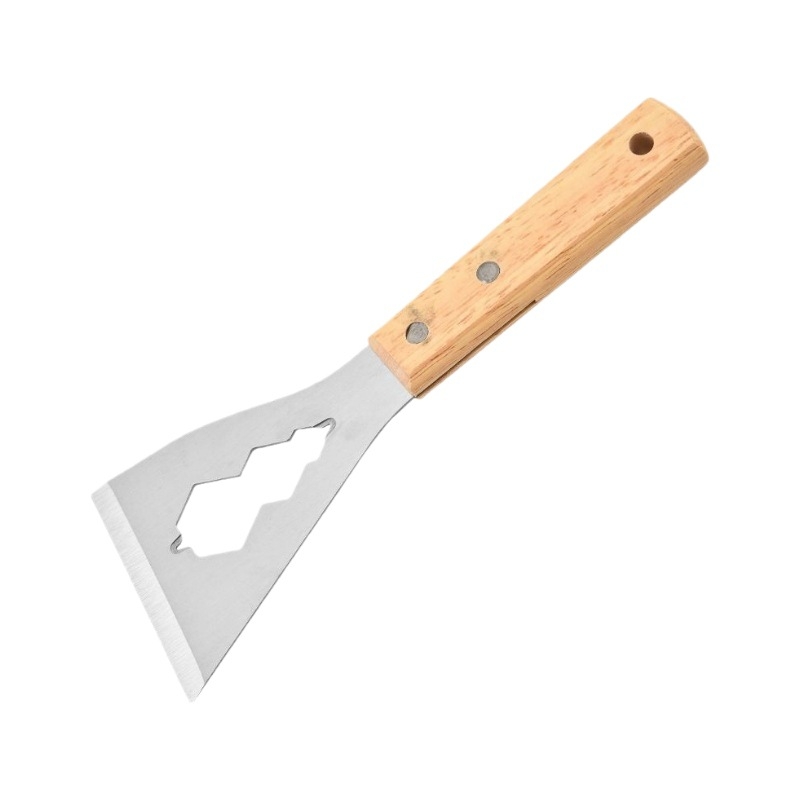 Лопата от неръждаема стомана, острие за почистване на циментова лопата, скрепер за стена, инструмент за декорация на кожата, тежка дървена дръжка, малка лопата