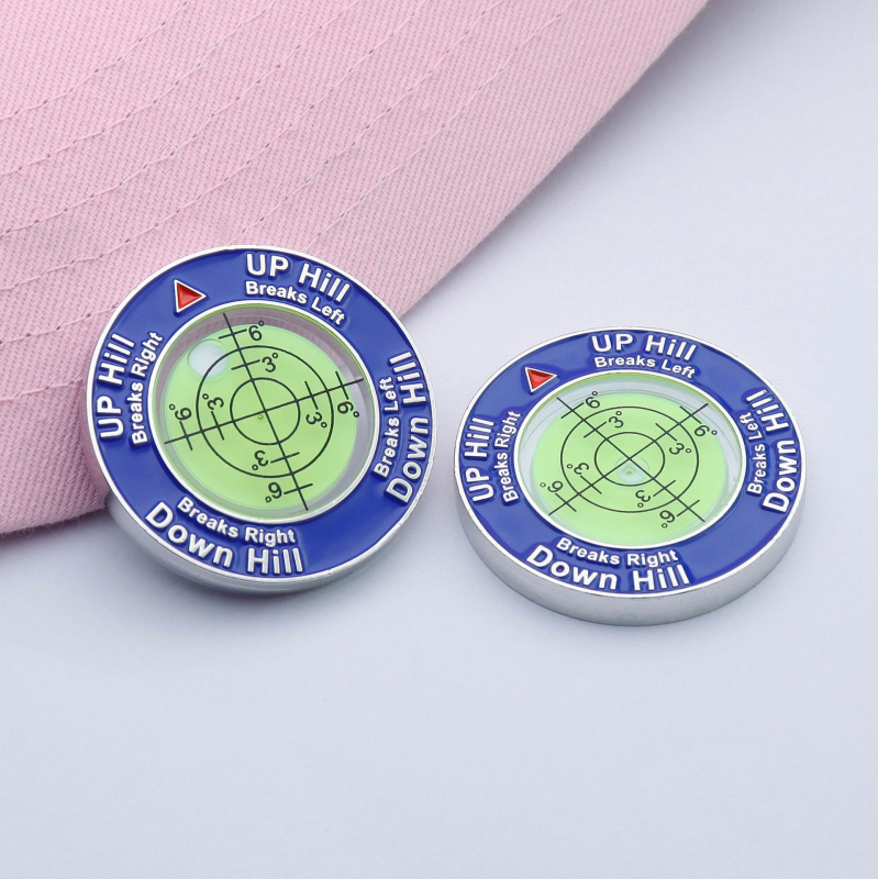 Marcator de poziție a mingii cu nivel de cititor de pantă verde nou, consumabile de golf, marcator/marcaj cu minge față-verso