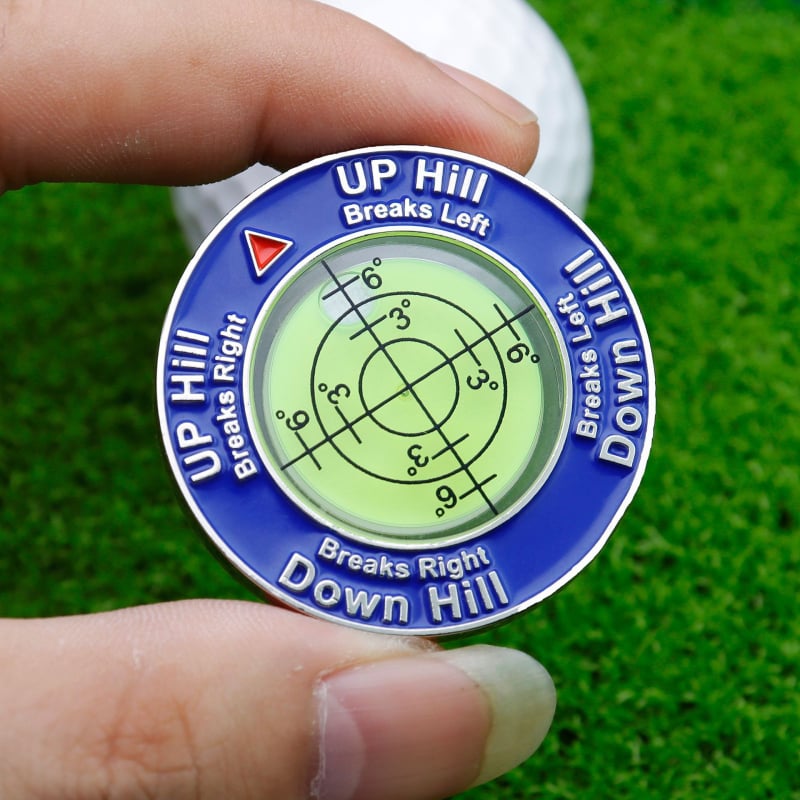 Marcator de poziție a mingii cu nivel de cititor de pantă verde nou, consumabile de golf, marcator/marcaj cu minge față-verso