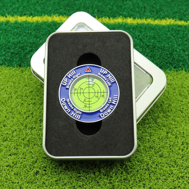 Marcator de poziție a mingii cu nivel de cititor de pantă verde nou, consumabile de golf, marcator/marcaj cu minge față-verso