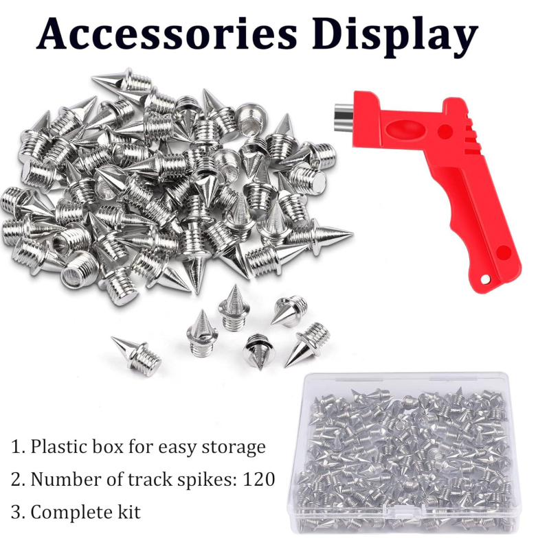 122 бр. 1/4 инчови шипове от неръждаема стомана за лека атлетика и голф обувки с гаечен ключ за шипове, спринт, спорт, бягане