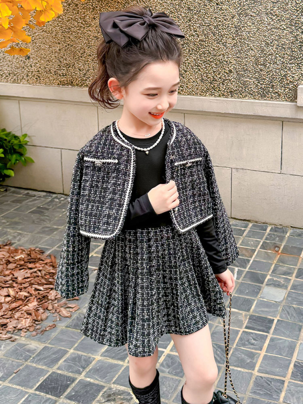 Djevojačko proljetno i jesensko odijelo 2025. Novo proljetno slatko svijetlo svileno mirisno odijelo za djevojčice, korejski dvodijelni set s ventilatorom