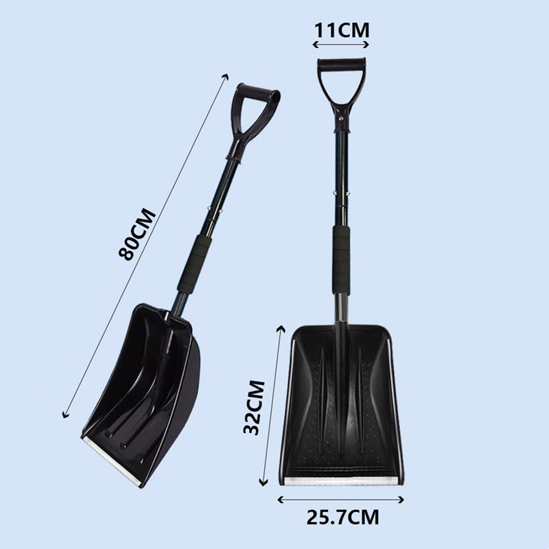 Ārējās tirdzniecības karsti pārdota plastmasas sniega lāpstas artefakts ziemas mājsaimniecības noņemama āra sniega tīrīšanas lāpstas artefakts ar garu rokturi sniega tīrīšanas lāpstas