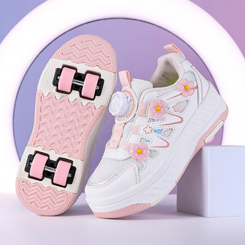 Keturračiai heloin batai mergaitėms sportiniai skriemulių batai 2025 nauji pavasariniai vaikščiojimo ratukai vaikiški pačiūžos dideliems vaikams