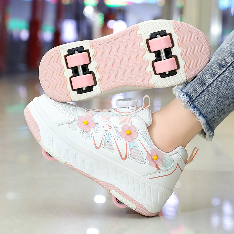 Keturračiai heloin batai mergaitėms sportiniai skriemulių batai 2025 nauji pavasariniai vaikščiojimo ratukai vaikiški pačiūžos dideliems vaikams