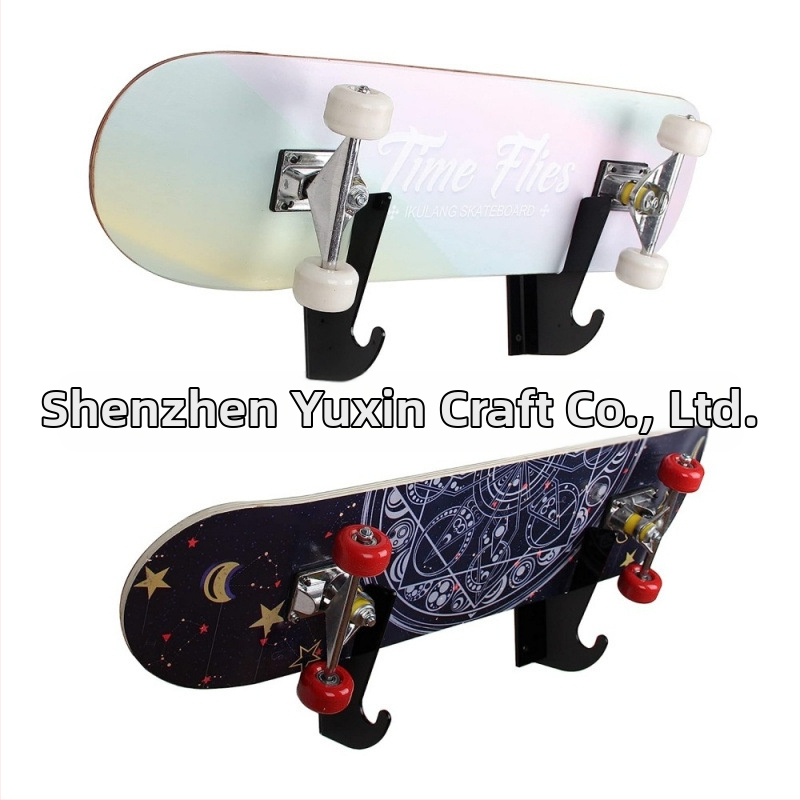 1 чифт стенен стелаж за скейтборд, двуслоен стелаж за съхранение на скейтборд, хол, кука, разтегателен стелаж