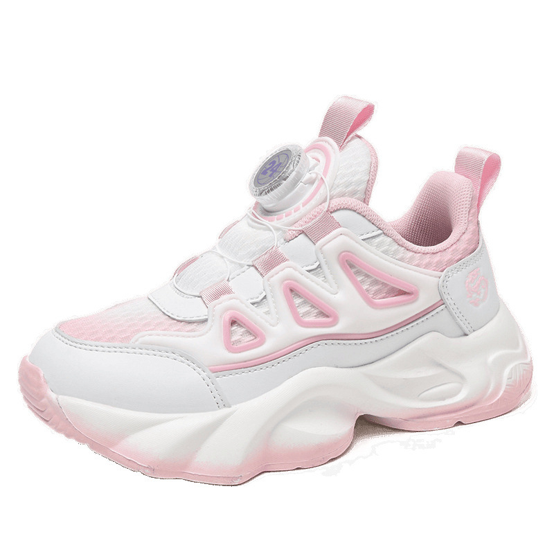 Tüdrukute kingad 2025. aasta uued suvised laste võrgust vabaaja spordijalatsid, keskmised ja suured laste tüdrukute pöörleva pandlaga jooksujalatsid