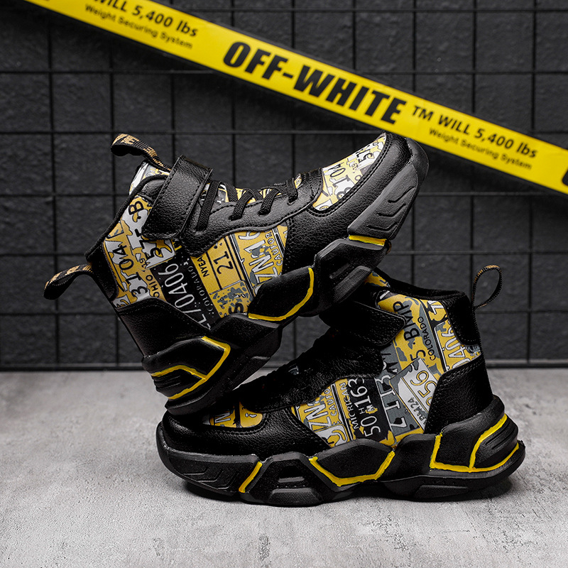 Poiste tossud sügis ja talv 2024 uued kõrged fliisvoodriga laste kahe puuvillaga kingad suurele poisile isale