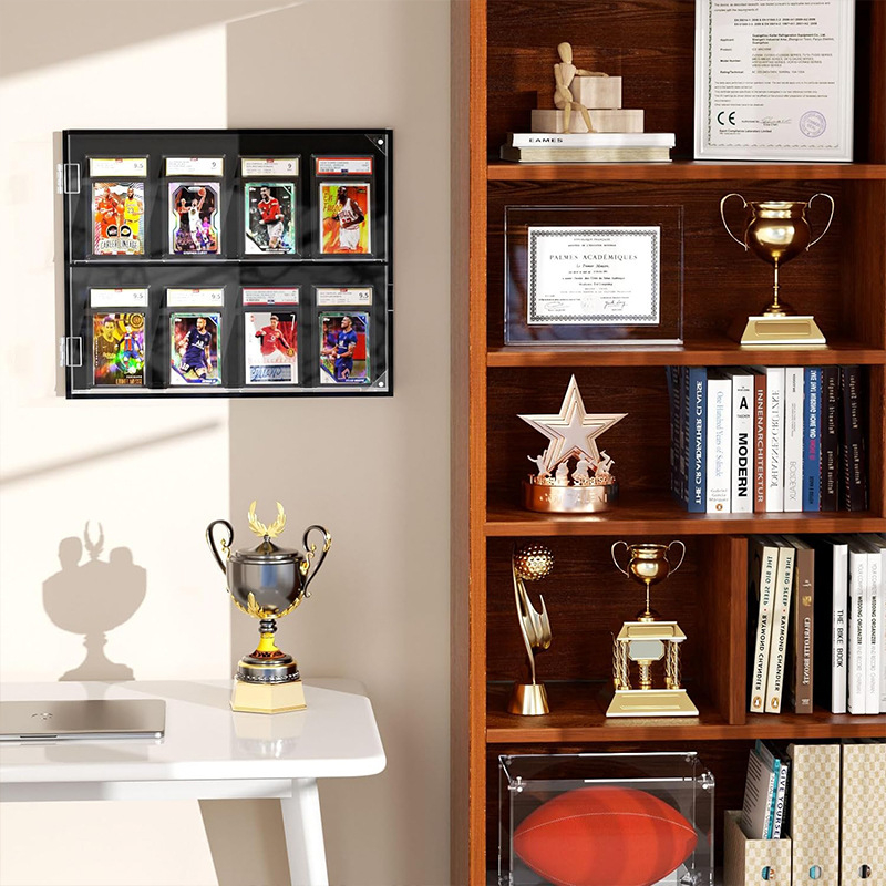 Cutie de depozitare a cărților din acril, cu stele, montată pe perete, cutie de afișare transparentă pentru baseball, hochei, baschet, stele