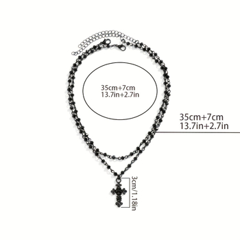 Ευρωπαϊκά και Αμερικανικά Διασυνοριακά Κοσμήματα Halloween Diablo Γυναικείο Χειροποίητο Κολιέ με Χάντρες από Αλυσίδα Απλό Κολιέ με Αλυσίδα Κλειδαριάς, Μαύρο Κολιέ