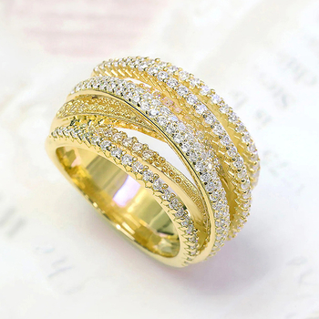 Γραμμή Cao Shi νέα τάση πολλαπλών στρώσεων γυναικείο δαχτυλίδι αρραβώνων με μικρο ένθετα ζιργκόν, δαχτυλίδι αρραβώνων, γυναικείο