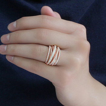 Γραμμή Cao Shi νέα τάση πολλαπλών στρώσεων γυναικείο δαχτυλίδι αρραβώνων με μικρο ένθετα ζιργκόν, δαχτυλίδι αρραβώνων, γυναικείο