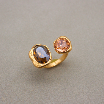 Vintage, υψηλής ποιότητας, μινιμαλιστικό, ρυθμιζόμενο ανοιχτό δαχτυλίδι με ένθετο μεγάλο πολύτιμο λίθο, κοσμήματα από φυσική πέτρα, επιχρυσωμένο με παλαιωμένο χρυσό