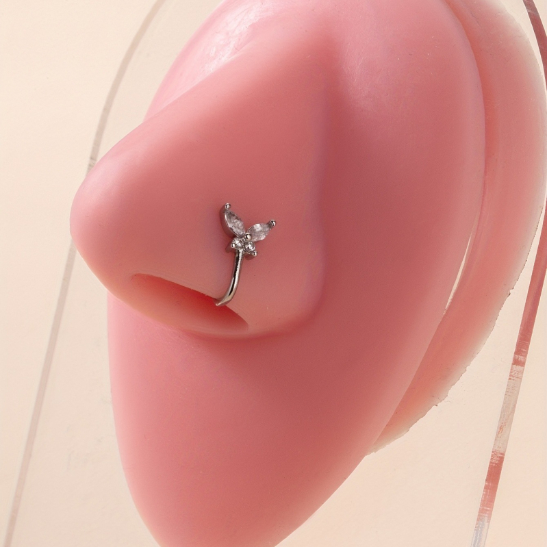 Бижута за пиърсинг на носа с диамант и цирконий, изработени от 1 брой от неръждаема стомана.