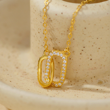 Νέο κολιέ Beiana με διπλό οβάλ ζιργκόν σε σχήμα καρδιάς από ασήμι S925, αξεσουάρ, υψηλής αισθητικής, μόδα, κολιέ για commuter