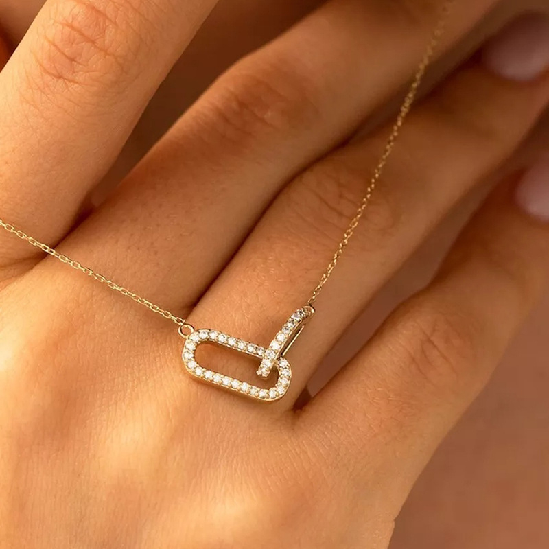 Beiana nova S925 srebrna ogrlica s dvostrukim ovalnim cirkonom i složenim srcem, dodaci, visokokvalitetna modna ogrlica za putovanje na posao