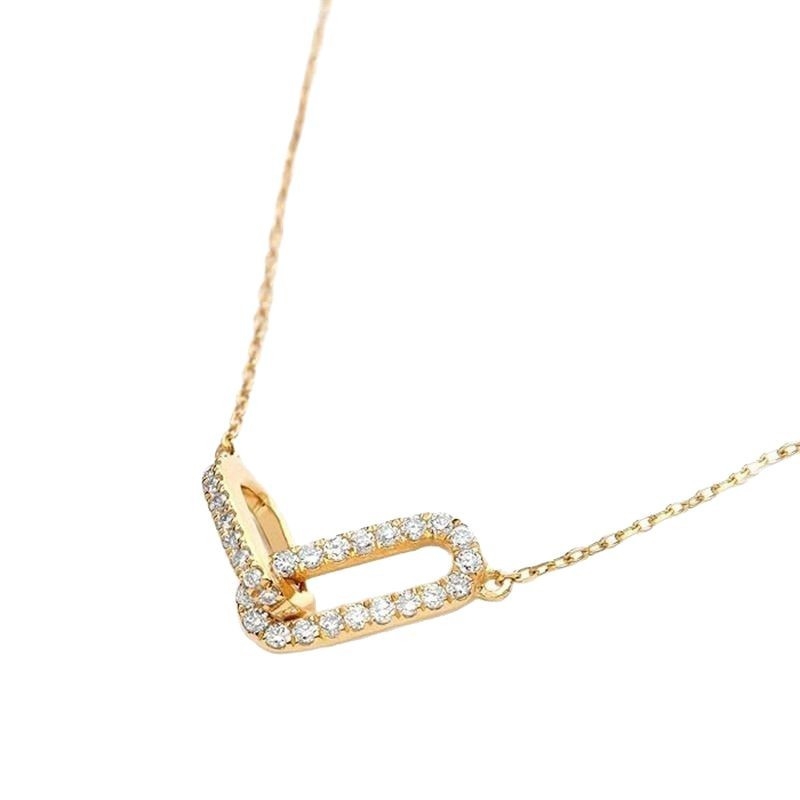 Beiana nova S925 srebrna ogrlica s dvostrukim ovalnim cirkonom i složenim srcem, dodaci, visokokvalitetna modna ogrlica za putovanje na posao