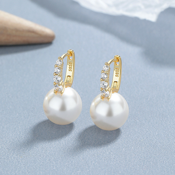 Σκουλαρίκια με μαργαριτάρια από ασήμι 925, με διαμάντια και διαμάντια, για γυναίκες. Νέα, απλά, μοντέρνα σκουλαρίκια με μαργαριτάρια, ελαφριά, πολυτελή κοσμήματα αυτιών.