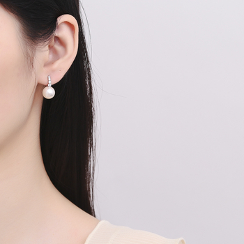 Σκουλαρίκια με μαργαριτάρια από ασήμι 925, με διαμάντια και διαμάντια, για γυναίκες. Νέα, απλά, μοντέρνα σκουλαρίκια με μαργαριτάρια, ελαφριά, πολυτελή κοσμήματα αυτιών.