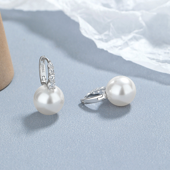 Σκουλαρίκια με μαργαριτάρια από ασήμι 925, με διαμάντια και διαμάντια, για γυναίκες. Νέα, απλά, μοντέρνα σκουλαρίκια με μαργαριτάρια, ελαφριά, πολυτελή κοσμήματα αυτιών.