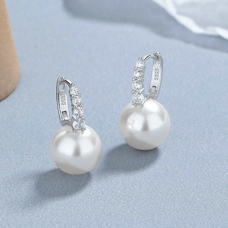 Σκουλαρίκια με μαργαριτάρια από ασήμι 925, με διαμάντια και διαμάντια, για γυναίκες. Νέα, απλά, μοντέρνα σκουλαρίκια με μαργαριτάρια, ελαφριά, πολυτελή κοσμήματα αυτιών.