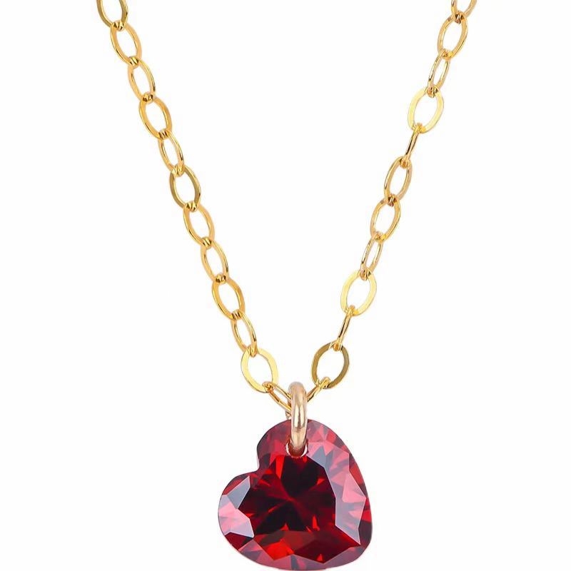 Colier în formă de inimă cu zircon roșu pentru femei, stil japonez și coreean, lumină hidratantă, design de lux de înaltă calitate, pandantiv cu dragoste, lanț de claviculă