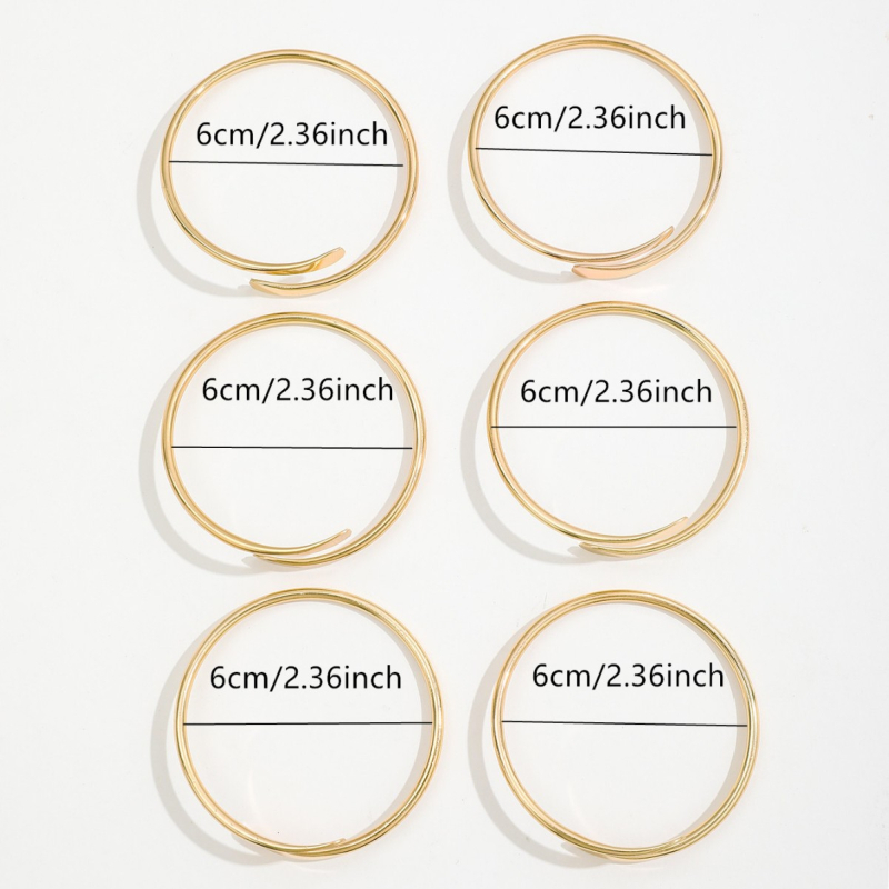 Eiropas un Amerikas pārrobežu rotaslietas, moderna un vienkārša divgalu saplacināta 6 daļu rokassprādze, radoša atverama regulējama aproce sievietēm