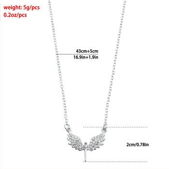 Ευρωπαϊκά και Αμερικανικά Διασυνοριακά Κοσμήματα Απλό Δημιουργικό Κολιέ με Διαμάντια και Φτερό Αγγέλου, Αλυσίδα Κλειδαριάς με Σχεδιασμό Ψυχρού Ανέμου
