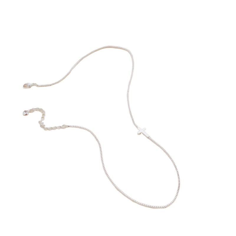 [на склад] Европейски и американски дамски златен кръст зелено колие от неръждаема стомана, семпла религиозна верижка за ключицата