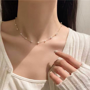 Colier cu lanț de perle de lux, transfrontalier european și american, set de brățări, bijuterii elegante versatile și simple, la modă, en-gros, Dropshipping