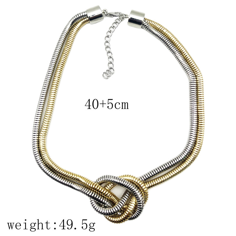 Nou colier european și american retro personalizat de nișă cu nod de șarpe cu os, stil Ins, lanț de claviculă la modă, stil metalic, potrivit pentru culori