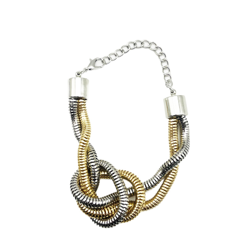 Nou colier european și american retro personalizat de nișă cu nod de șarpe cu os, stil Ins, lanț de claviculă la modă, stil metalic, potrivit pentru culori