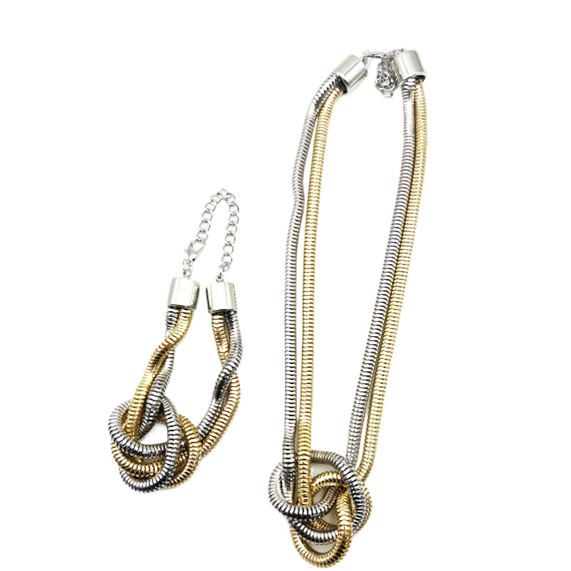 Nou colier european și american retro personalizat de nișă cu nod de șarpe cu os, stil Ins, lanț de claviculă la modă, stil metalic, potrivit pentru culori