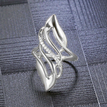 Γυναικείο δαχτυλίδι Lan Jing με ευρωπαϊκή και αμερικανική επιμετάλλωση και υπερβολική καμπύλη, χρυσό, μοντέρνο, μοναδικό δαχτυλίδι, μακρύ γυναικείο δαχτυλίδι με κοπή και σχέδιο