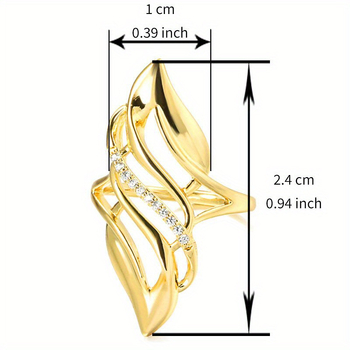 Γυναικείο δαχτυλίδι Lan Jing με ευρωπαϊκή και αμερικανική επιμετάλλωση και υπερβολική καμπύλη, χρυσό, μοντέρνο, μοναδικό δαχτυλίδι, μακρύ γυναικείο δαχτυλίδι με κοπή και σχέδιο